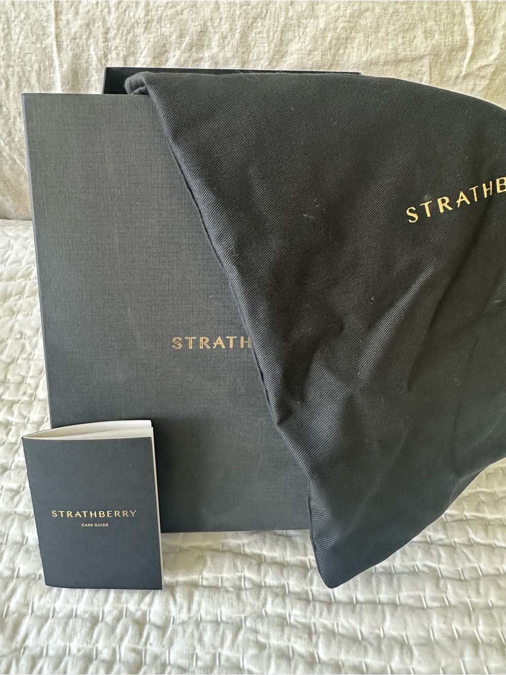 Strathberry Black and Gold Logo Dust Bag - Picture 3 of 5